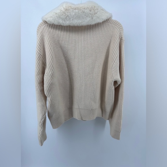 NWT $268 Rails esme Cardigan sweater in Ivory size M Removable Faux Fur Collar - Picture 10 of 16